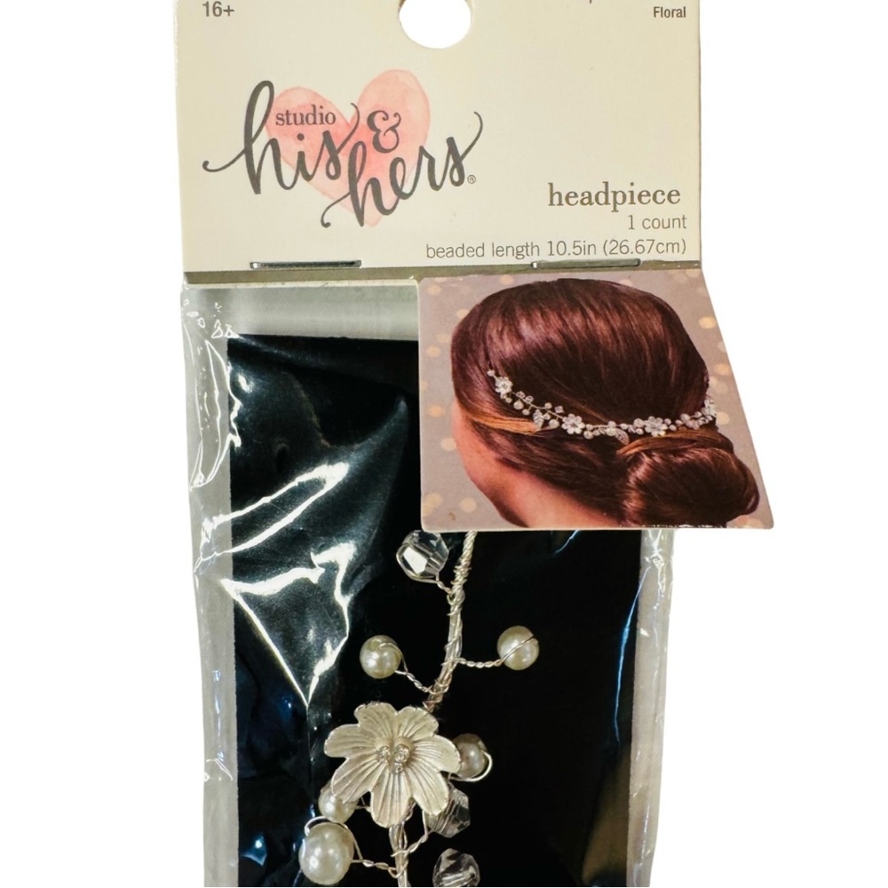 NWT | Studio His & Hers | Pearl & Flower Headpiece - Picture 2 of 5